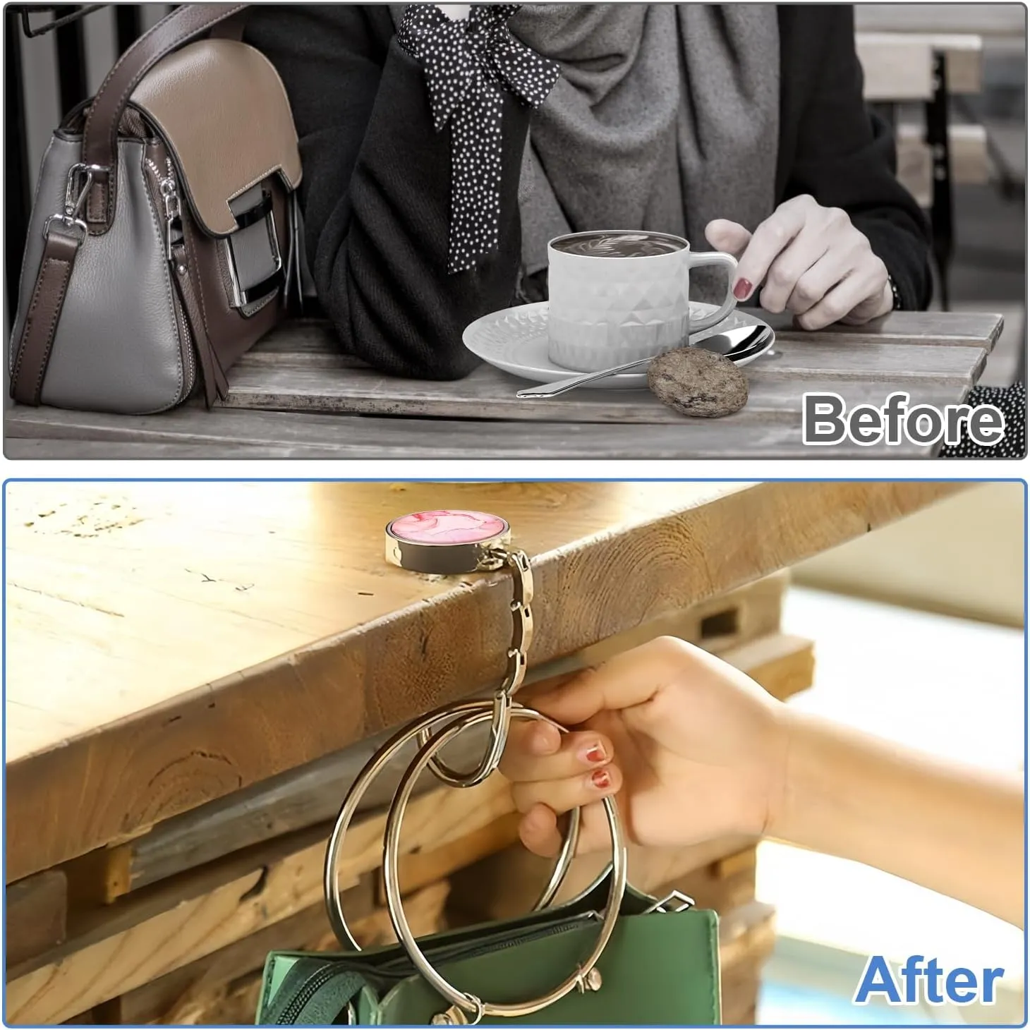 Foldable Purse Hooks - Heavy Duty Alloy Material - Portable Table Bag Holder