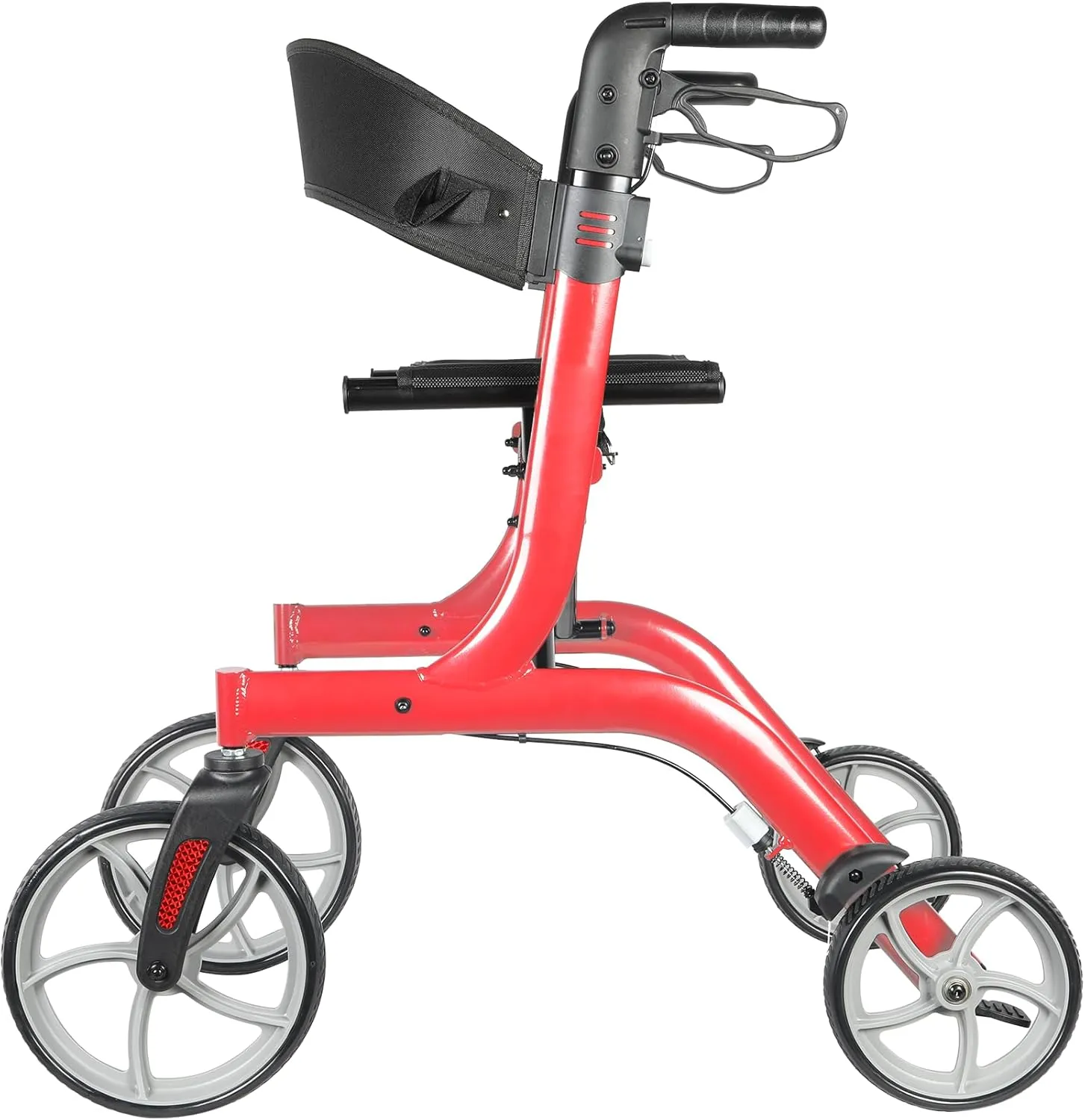 Foldable Rollator Walker for Seniors & Adults with Seat, Support Up to 300 lbs, 19 lbs Lightweight, Adjustable Arms, 10-Inch Big Wheels for All Terrain, R1