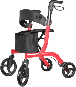 Foldable Rollator Walker for Seniors & Adults with Seat, Support Up to 300 lbs, 19 lbs Lightweight, Adjustable Arms, 10-Inch Big Wheels for All Terrain, R1