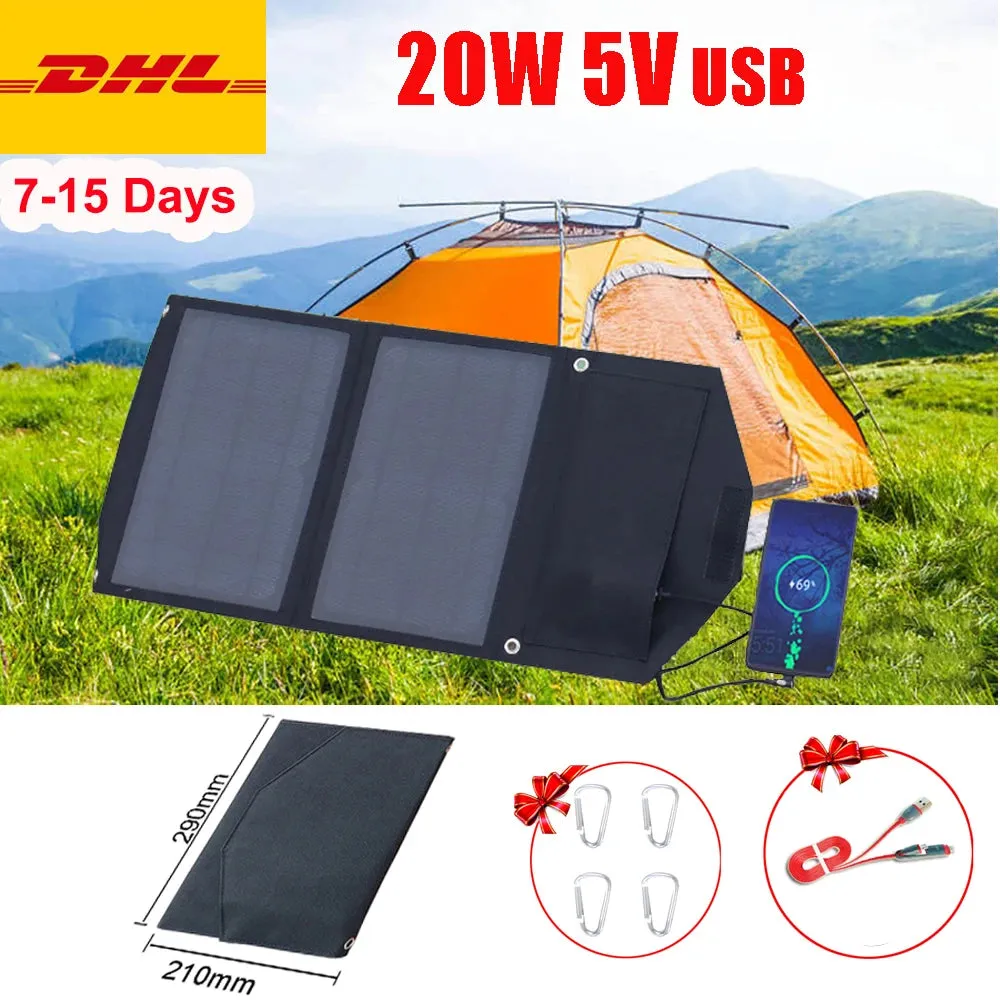 Foldable Solar Panel Portable Solar Charger 12V Battery Power Station 5V USB Mobile Phone Power Bank Laptop Camper Hiking 60W