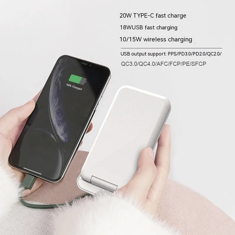Folding 15W Fast Charge 10000mAh Power Bank with Lighted Mirror | Portable & Chic