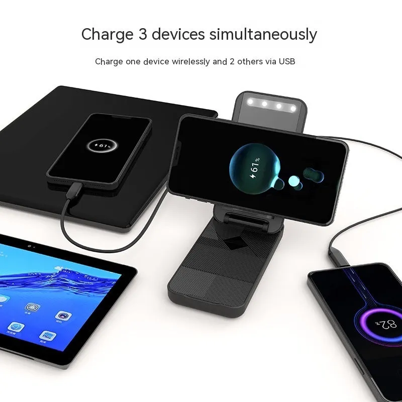 Folding 15W Fast Charge 10000mAh Power Bank with Lighted Mirror | Portable & Chic