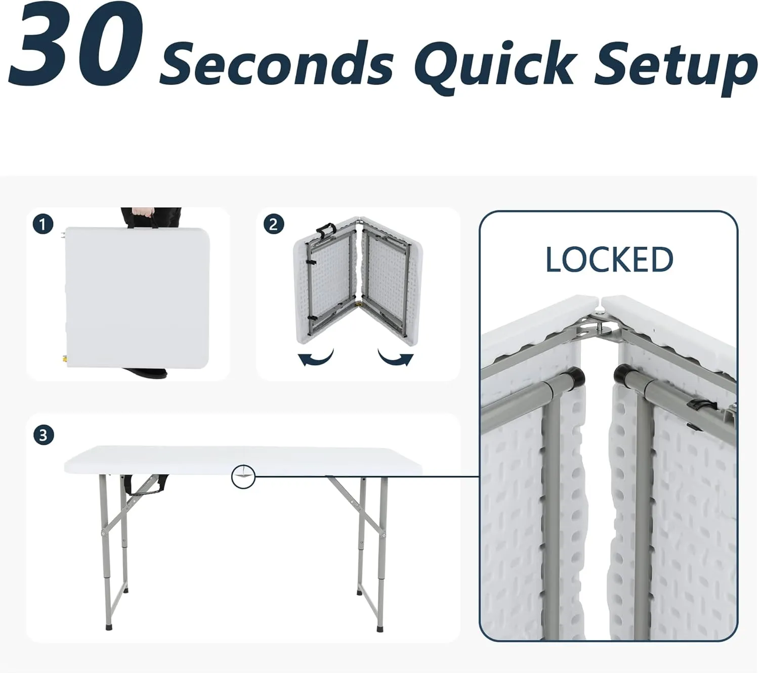 Folding 4Ft Dining & Party Table - Portable, Lightweight, Perfect for Outdoors, Camping & Beach
