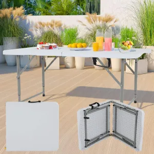 Folding 4Ft Dining & Party Table - Portable, Lightweight, Perfect for Outdoors, Camping & Beach