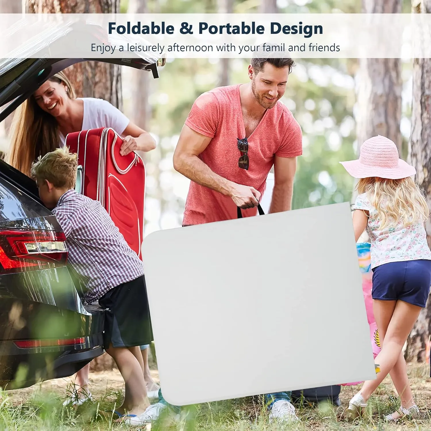 Folding 4Ft Dining & Party Table - Portable, Lightweight, Perfect for Outdoors, Camping & Beach