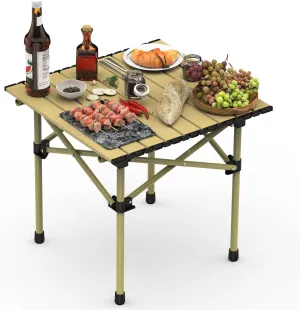 Folding Camping Table, Portable Camping Table Carbon Steel Roll-Up Picnic Backpacking Table, Folding Table with Carrying Bag for Picnic, Camping, BBQ, Party, Backyard, Beach