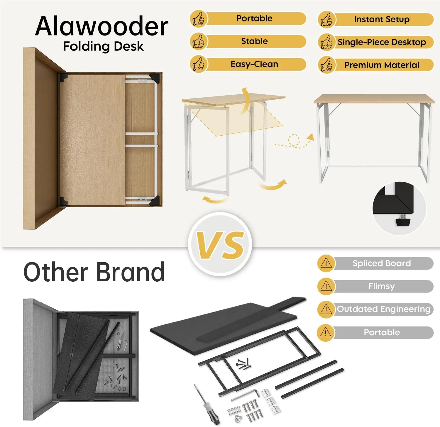 Folding Desk 30 Inch - Small Foldable Desk for Small Space Minimalist, Space Saving Collapsible Compact Desk Portable Table for Craft, Writing, Study and Work (No Assembly Required)