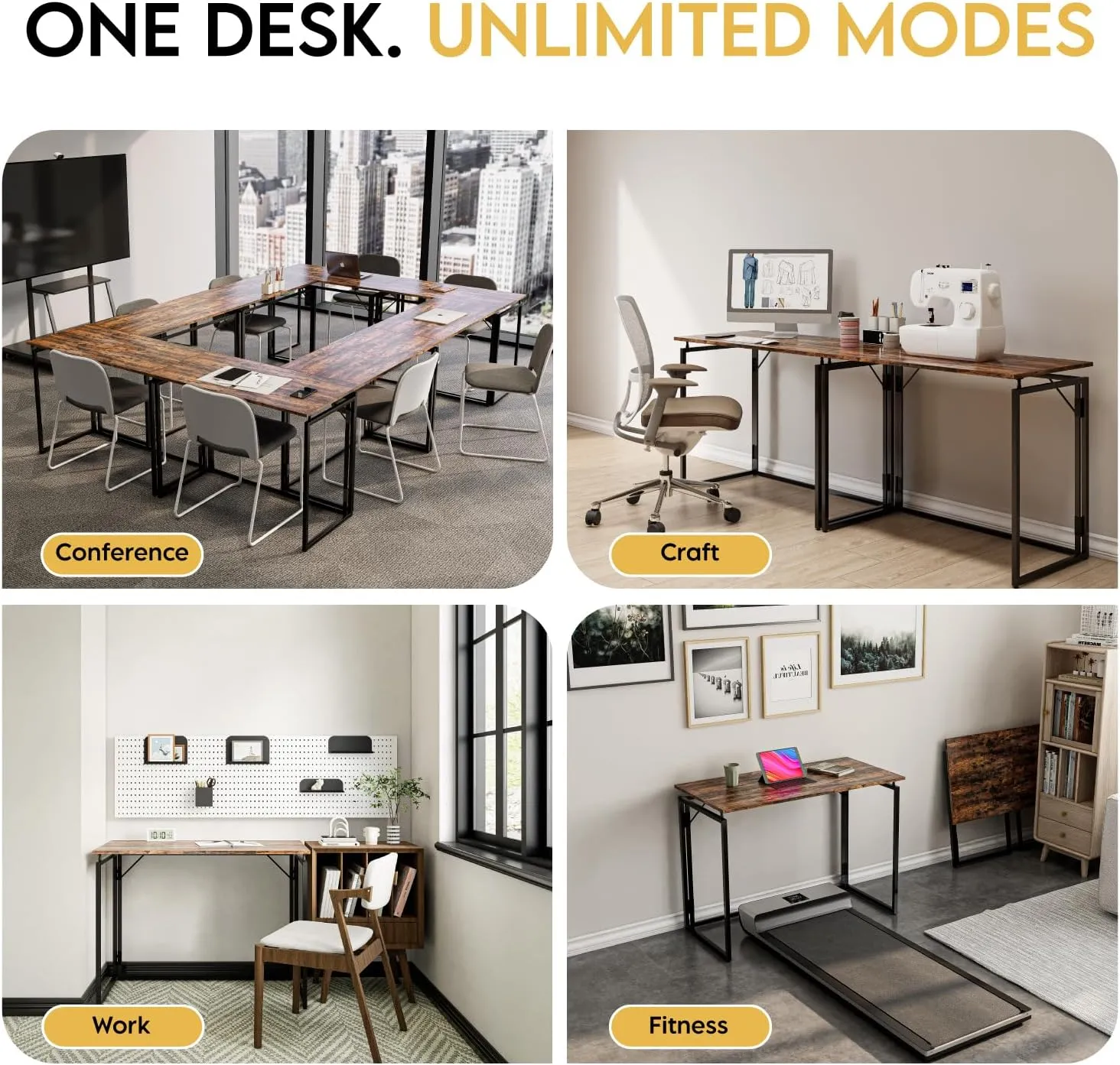Folding Desk 40 Inch - No Assembly Small Foldable Desk for Small Space Minimalist, Space Saving Collapsible Compact Desks Portable Table for Craft, Writing, Study and Work