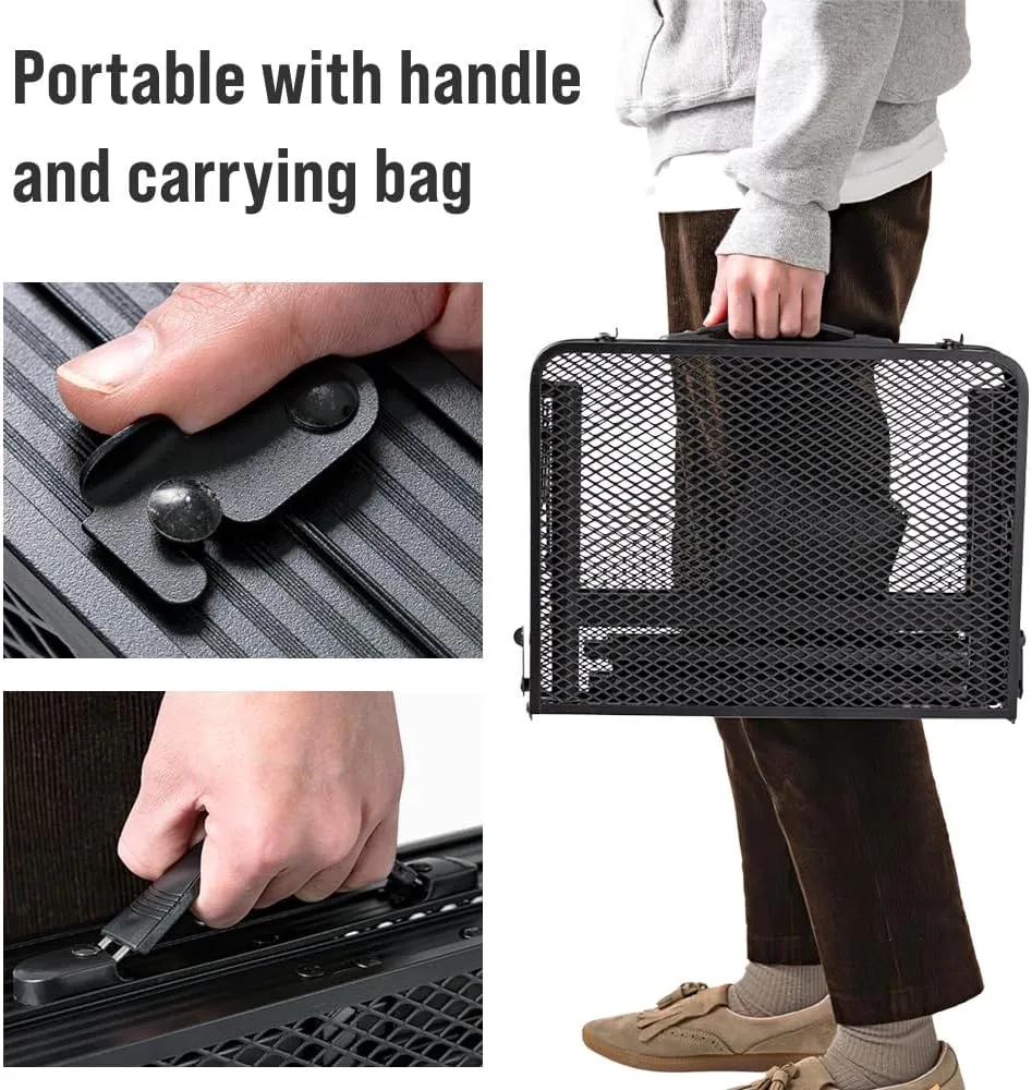 Folding Grill Table, 3 x 2 FT Lightweight Height Adjustable Aluminum Table with Mesh Desktop and Mesh Bag for Outdoor Camping Picnic BBQ (Silver, Medium (35" x 23"))