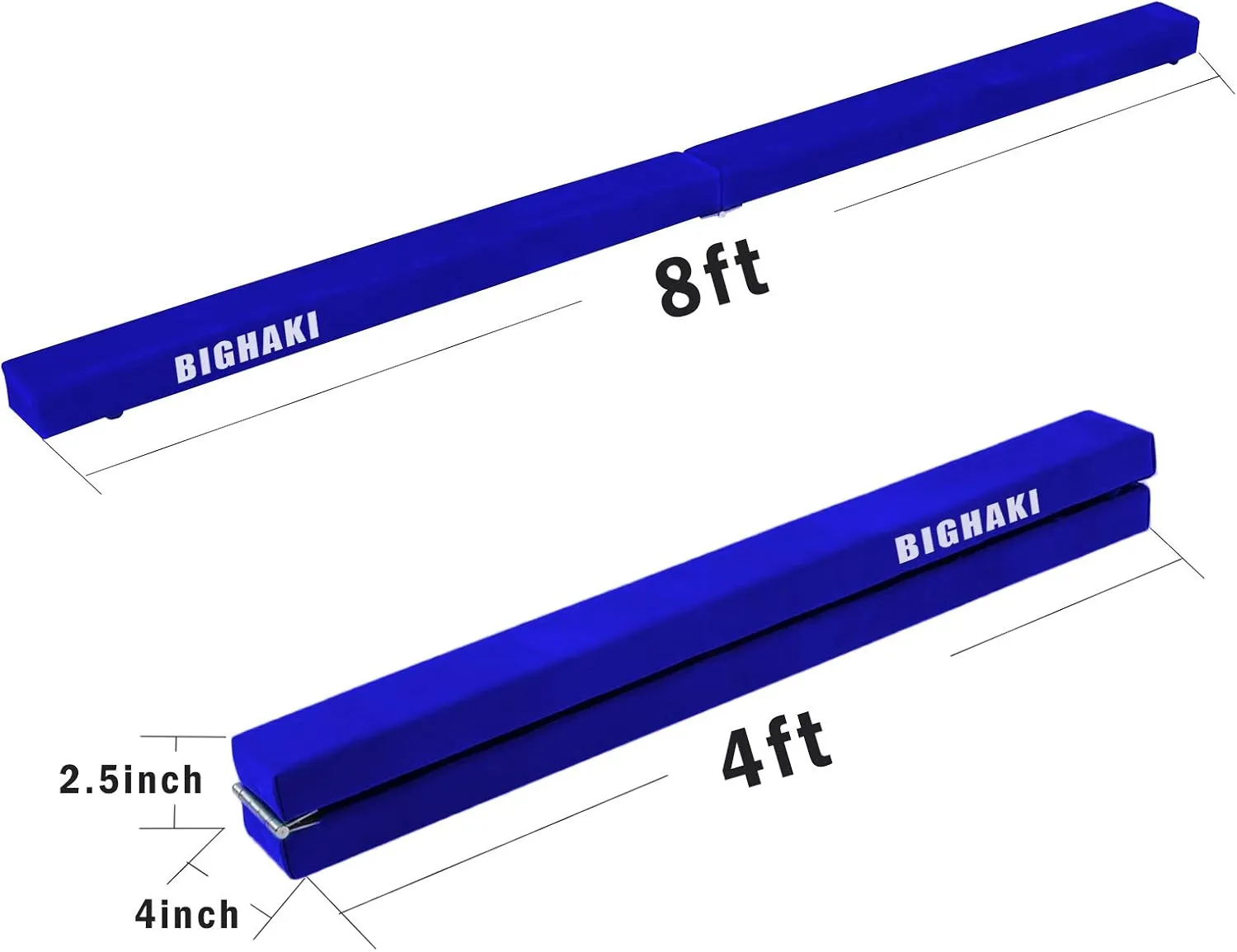 Folding Gymnastics Beam 8FT, Floor Gymnastics Equipment for Gymnast Kids Adults, Non Slip Rubber Base, Professional Balance Beam for Home Training