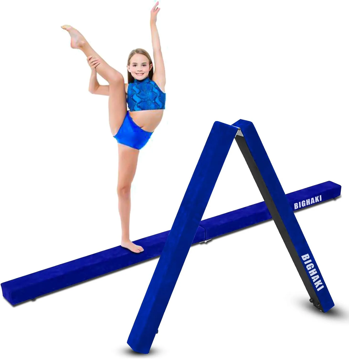 Folding Gymnastics Beam 8FT, Floor Gymnastics Equipment for Gymnast Kids Adults, Non Slip Rubber Base, Professional Balance Beam for Home Training