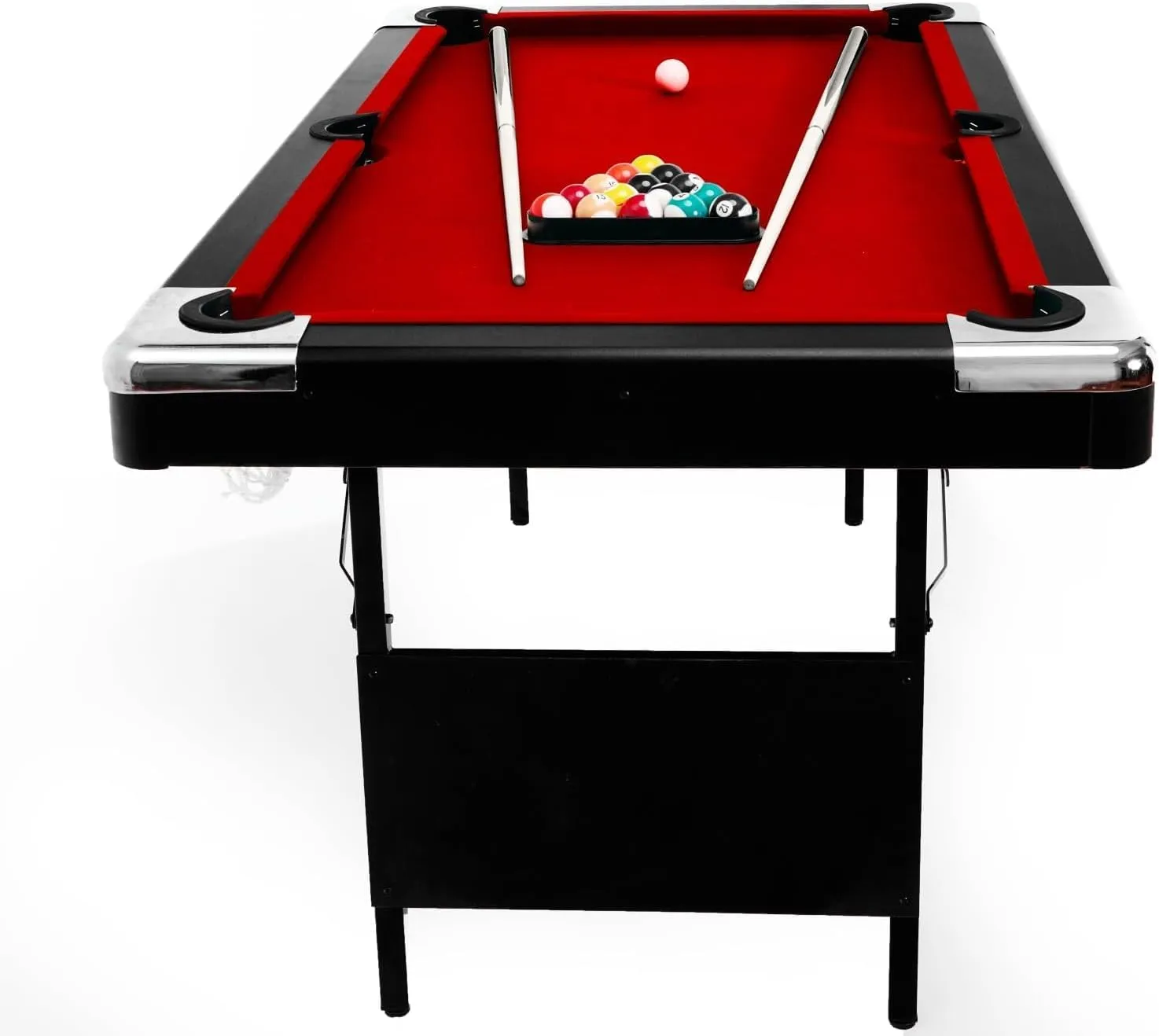Folding Multi-Game Portable Playing Set - 5.5, 6, or 7 ft. Billiard Table with Cues, Balls, Chalks, and Brush - Bil specifics