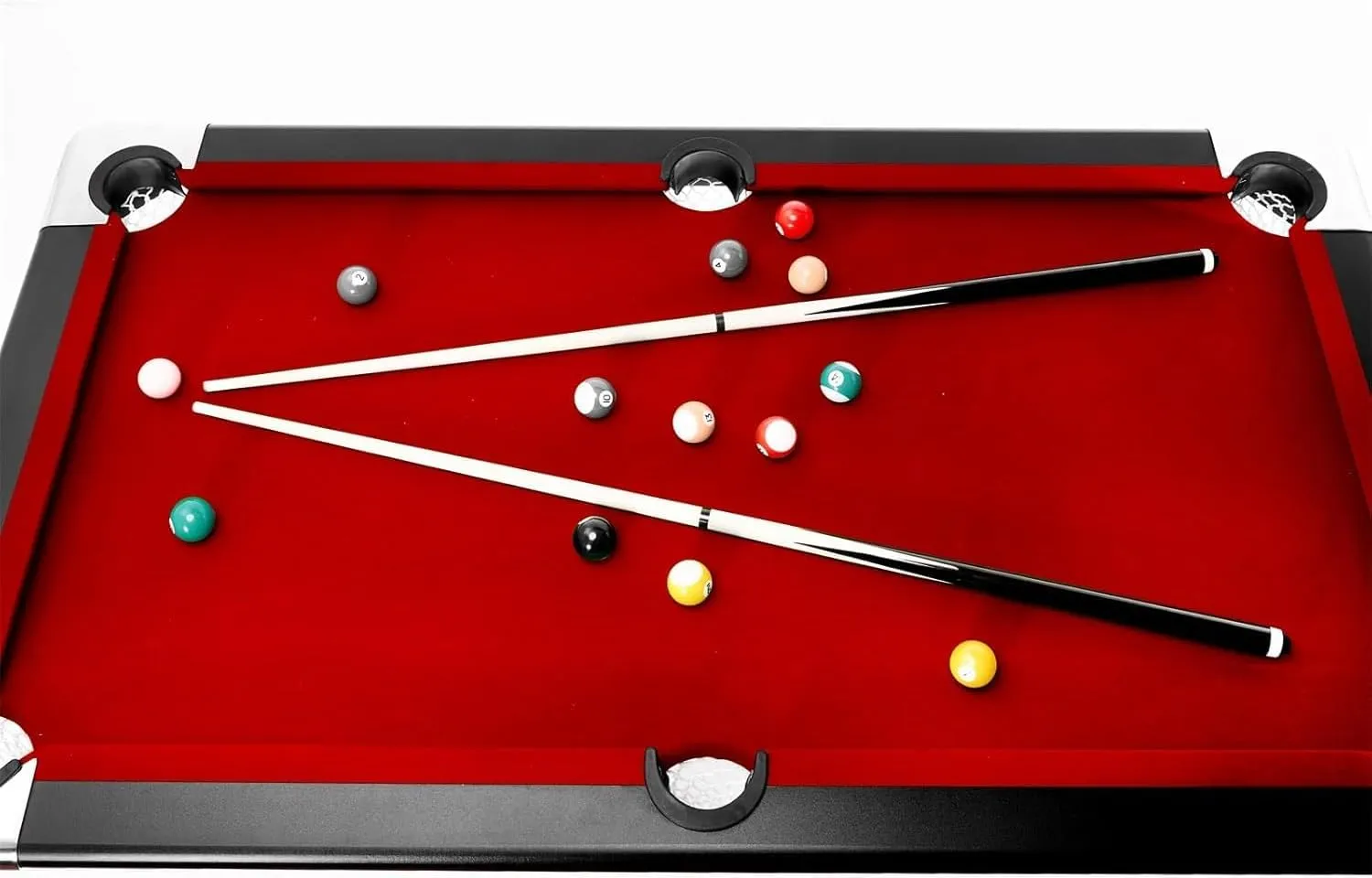 Folding Multi-Game Portable Playing Set - 5.5, 6, or 7 ft. Billiard Table with Cues, Balls, Chalks, and Brush - Bil specifics