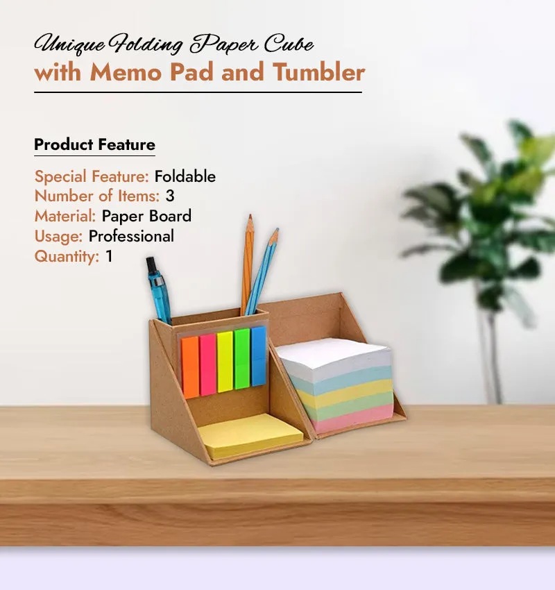 Folding Paper Cube (with Memo Pad & Tumbler)