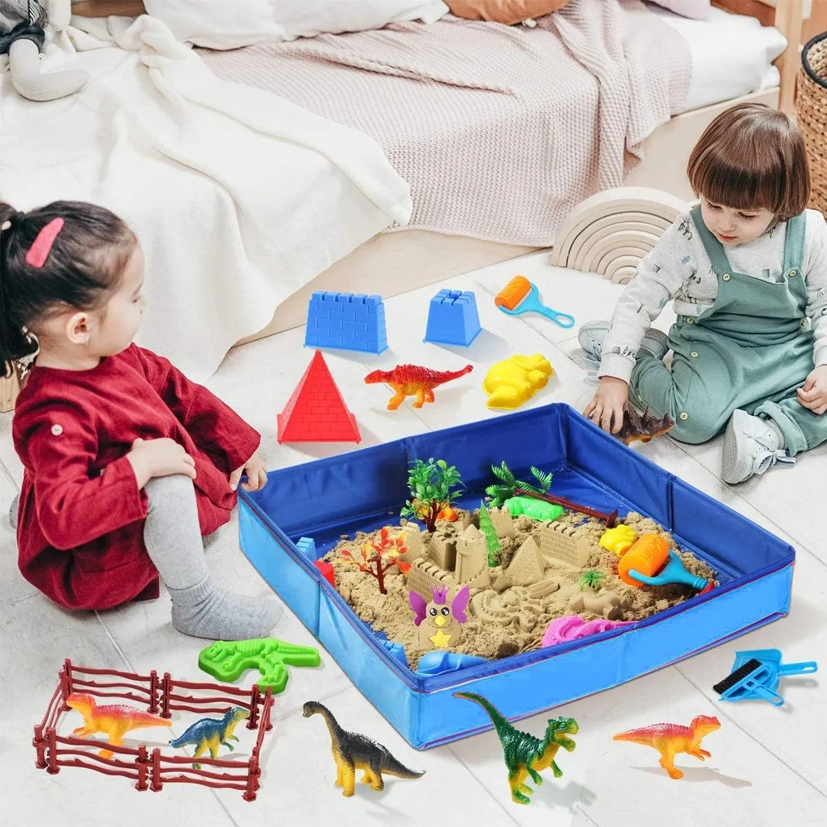 Folding Square Sand Table Portable Kids Play Table for Indoor Outdoor Beach Toys