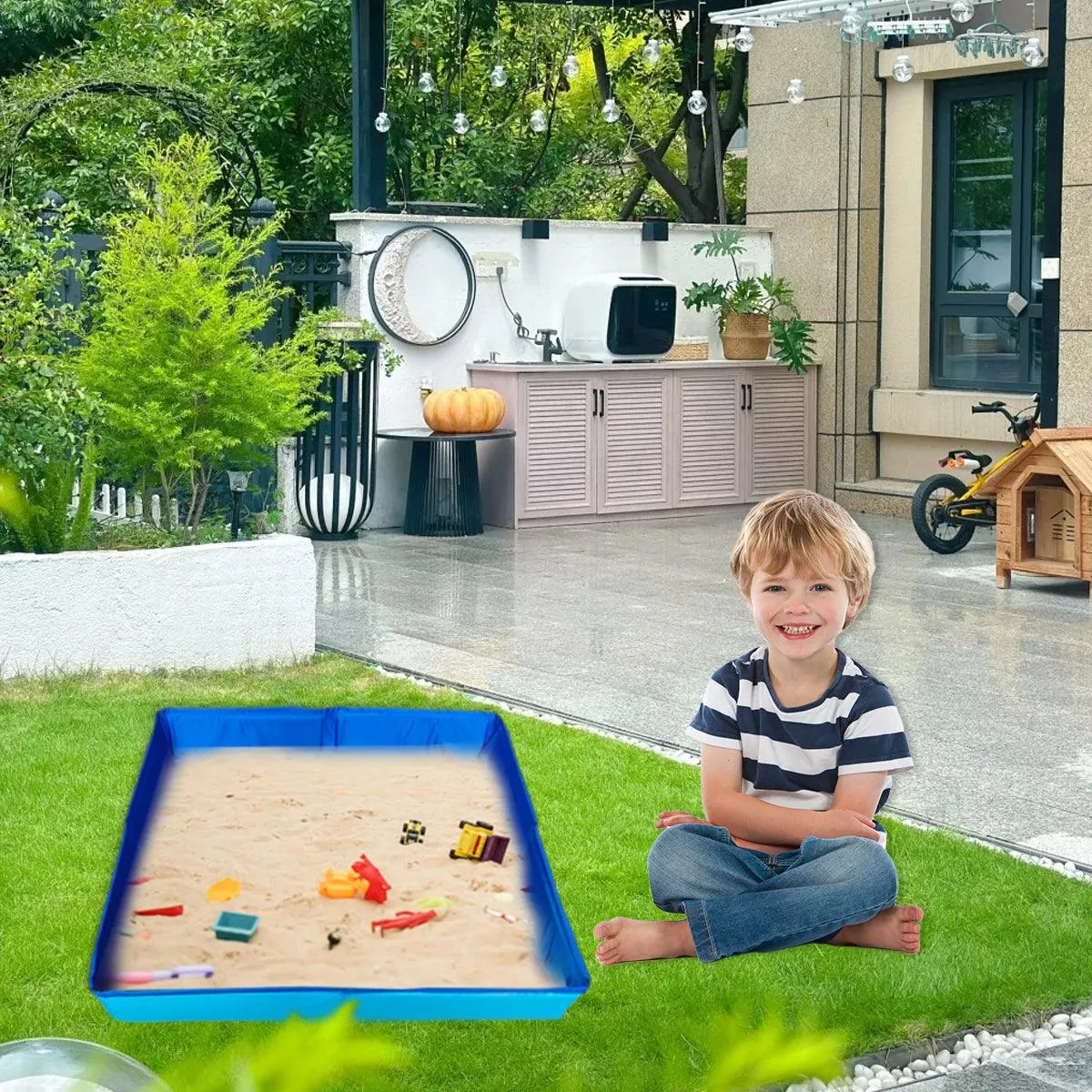 Folding Square Sand Table Portable Kids Play Table for Indoor Outdoor Beach Toys