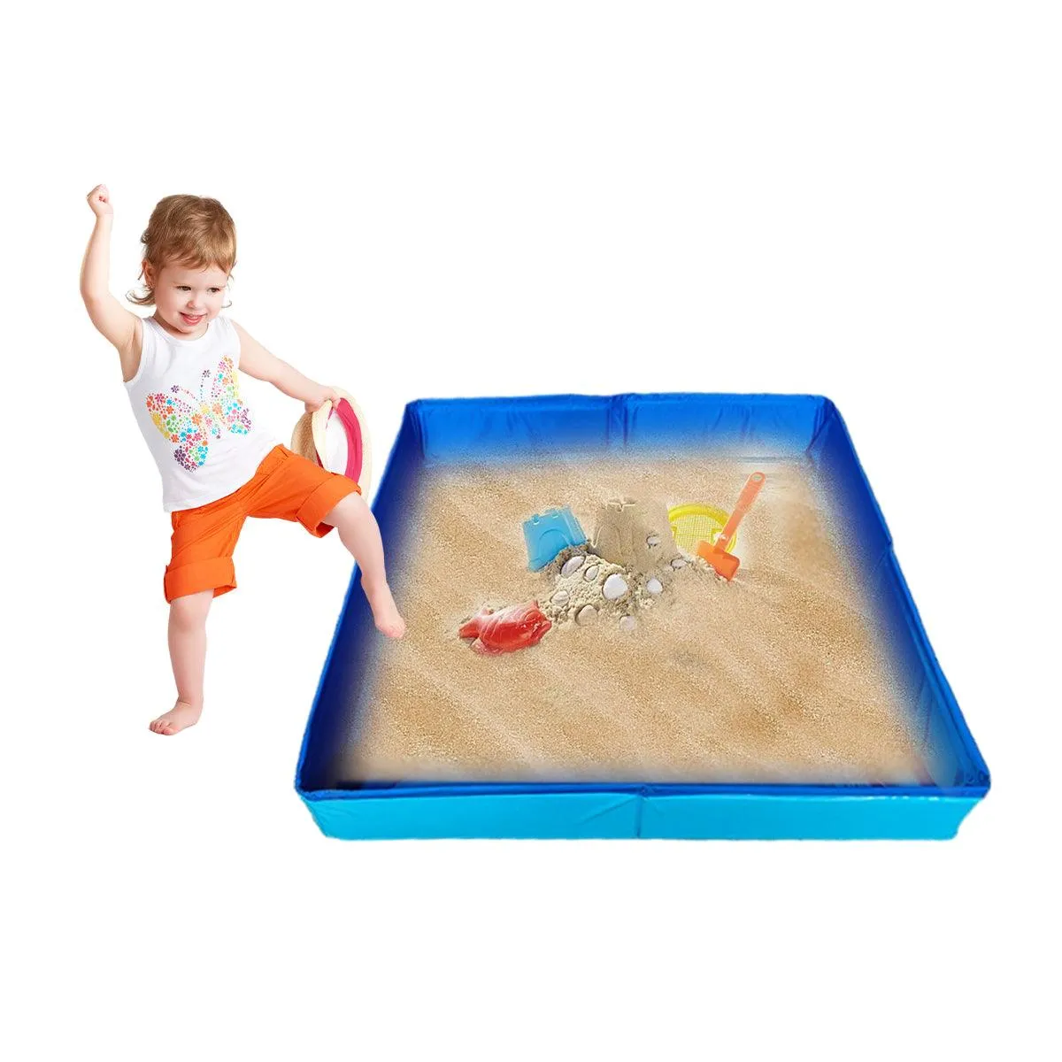 Folding Square Sand Table Portable Kids Play Table for Indoor Outdoor Beach Toys