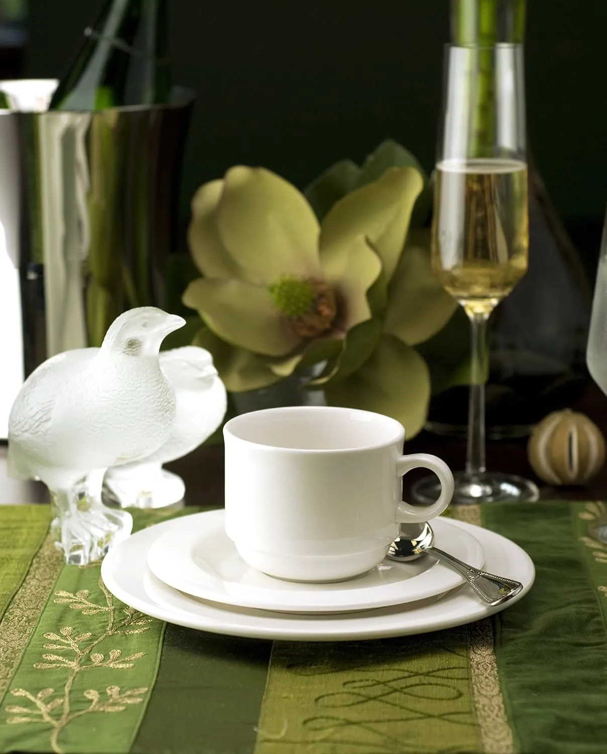 Fortessa Fortaluxe SuperWhite Vitrified China Dinnerware, Cassia 8-Ounce Stackable Coffee/Tea Cup, Set of 6