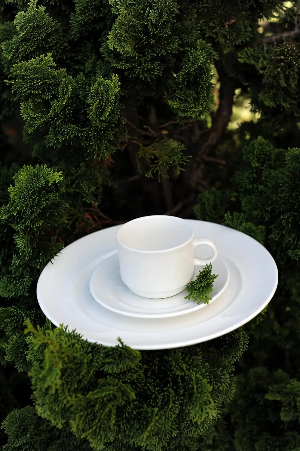 Fortessa Fortaluxe SuperWhite Vitrified China Dinnerware, Cassia 8-Ounce Stackable Coffee/Tea Cup, Set of 6
