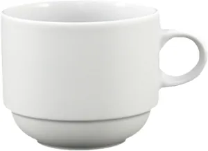 Fortessa Fortaluxe SuperWhite Vitrified China Dinnerware, Cassia 8-Ounce Stackable Coffee/Tea Cup, Set of 6
