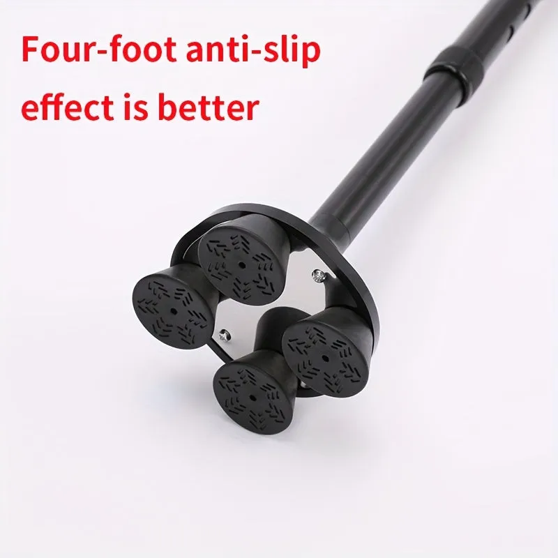 Four-legged Walking Cane With Lights, Non-slip Walking Stick, Multi-functional Telescopic Adjustment, High And Low Aid To Sit Up, Aluminum Alloy Stick