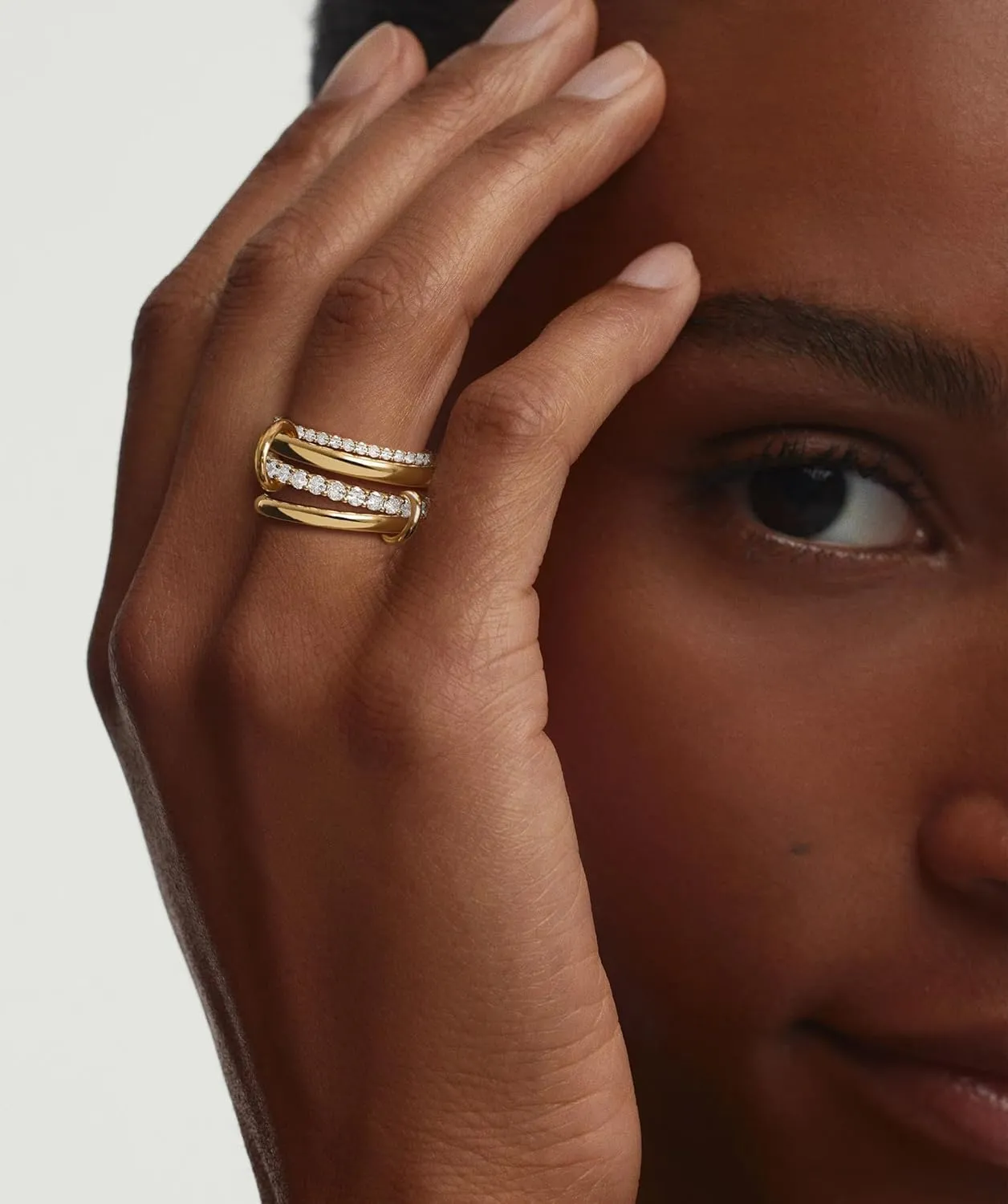 Foxgirl Gold Stackable Rings for Women Non Tarnish – 18K Gold Plated Dainty Cubic Zirconia Rings, Silver and Gold Multi Ring Mixed Metals Stack Rings Set Size 6-10