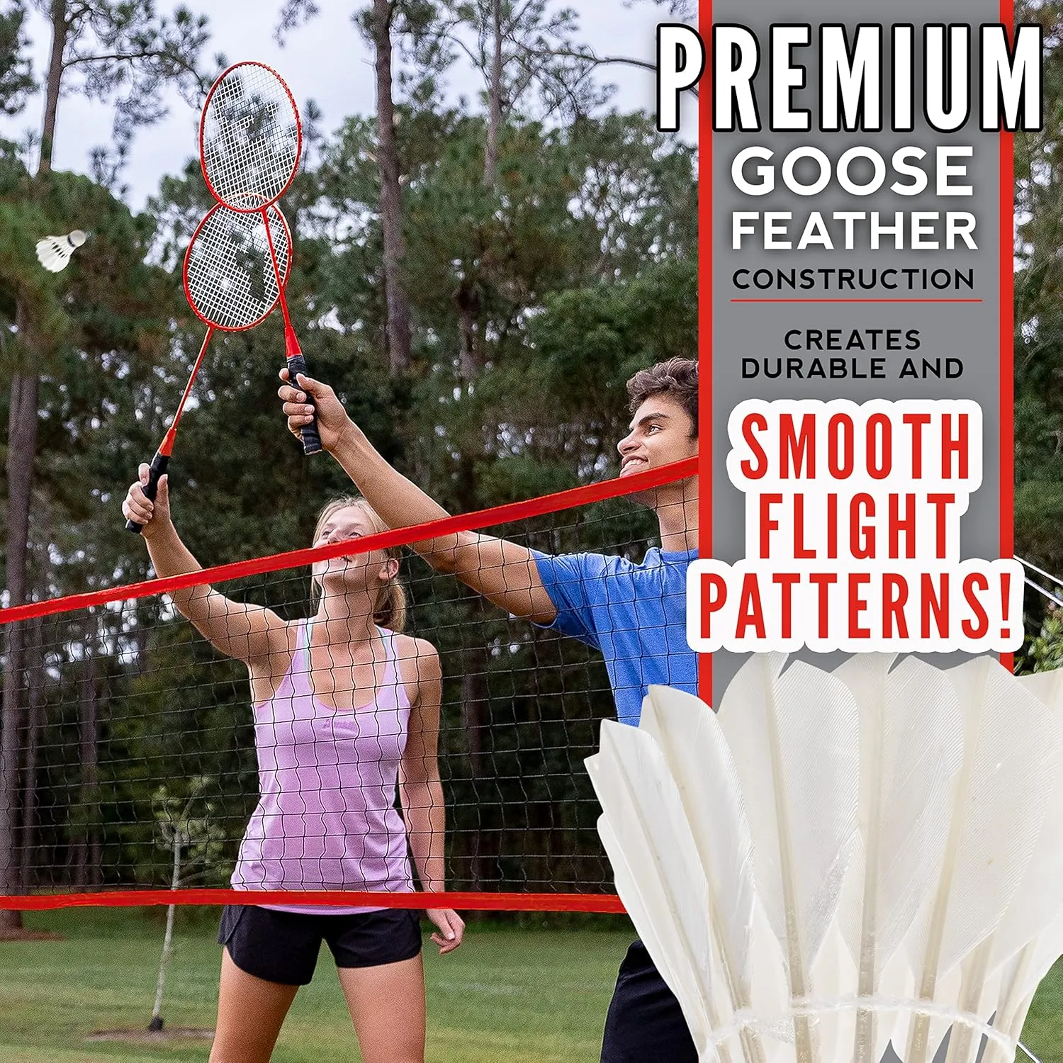 Franklin Sports Badminton Net Sets - Outdoor Backyard   Beach Badminton Net   Equipment Set - (4) Rackets   (2) Birdies   Portable Net Included - Adults   Kids Set