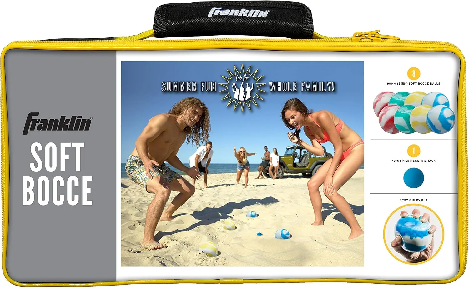 Franklin Sports Bocce Ball Set — 8 All Weather Bocce Balls and 1 Pallino — Beach, Backyard Lawn or Outdoor Party Game — Professional, American, and Starter Set Options