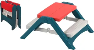 Fun N Fold Picnic Table for Kids – Indoor Outdoor – Red White and Blue Lightweight Foldable Picnic Table – Quick and Easy Storage – Toddlers Age 2 and up