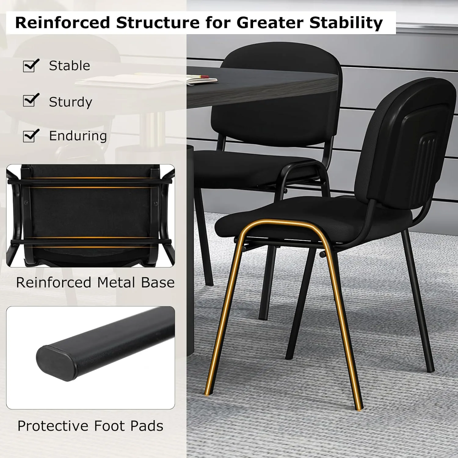 Giantex Set of 5 Conference Chair with Ergonomic Upholstered Seat, Protective Foot Pad, Elegant and Stackable Design for Home & Office, Waiting Room, Guest Room, 5 Pieces Reception Executive Chair Set