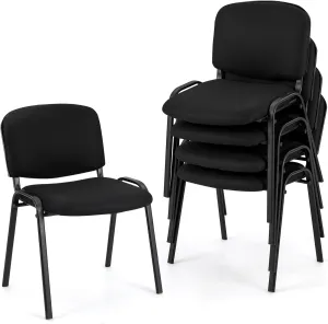 Giantex Set of 5 Conference Chair with Ergonomic Upholstered Seat, Protective Foot Pad, Elegant and Stackable Design for Home & Office, Waiting Room, Guest Room, 5 Pieces Reception Executive Chair Set