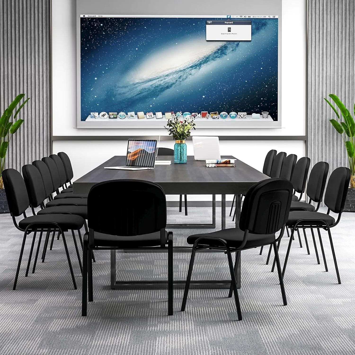 Giantex Set of 5 Conference Chair with Ergonomic Upholstered Seat, Protective Foot Pad, Elegant and Stackable Design for Home & Office, Waiting Room, Guest Room, 5 Pieces Reception Executive Chair Set