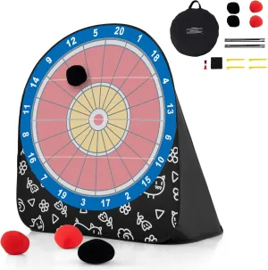 GLACER Giant Kick Darts, Giant 5.5ft Kick & Throw Soccer Dartboard, Foldable Target Game with 4 Balls & Carry Bag, Outdoor Yard, Party & Carnival Games for Kids, Adults, Family