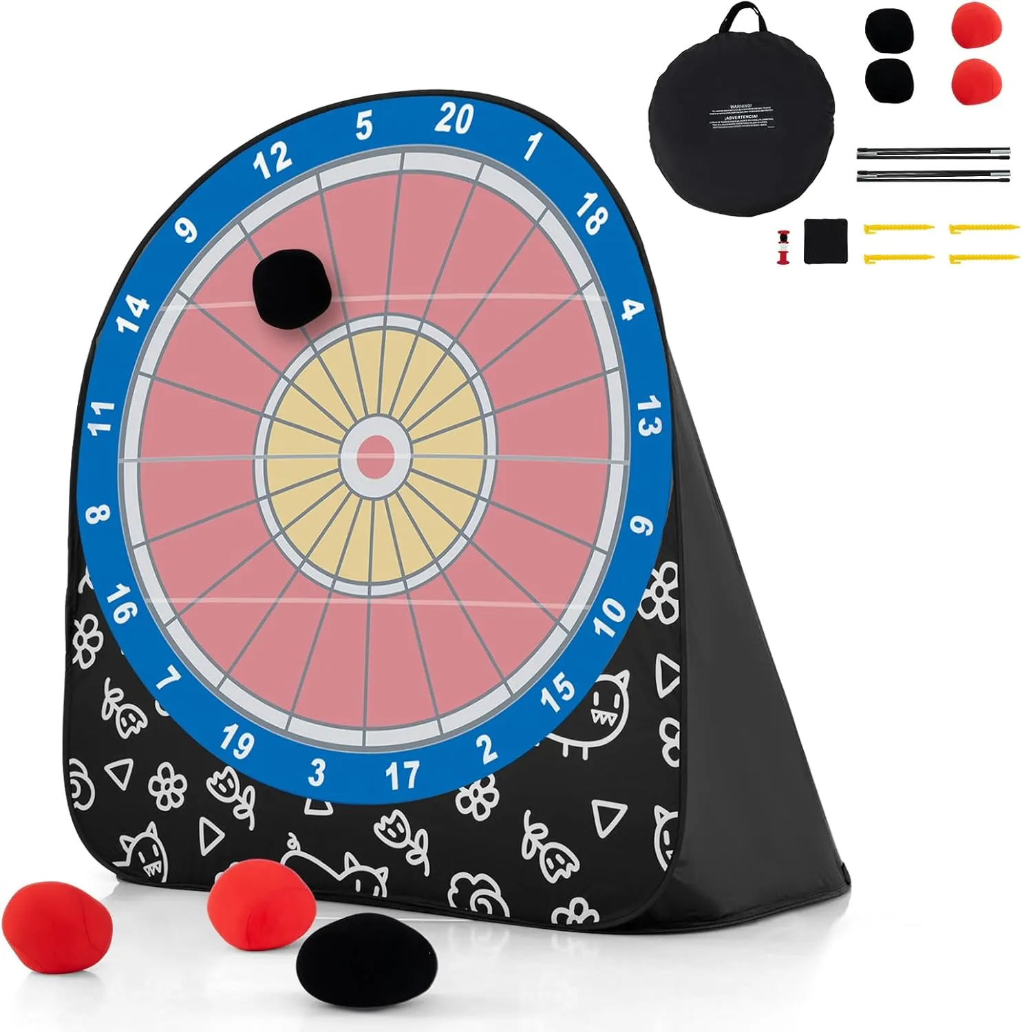 GLACER Giant Kick Darts, Giant 5.5ft Kick & Throw Soccer Dartboard, Foldable Target Game with 4 Balls & Carry Bag, Outdoor Yard, Party & Carnival Games for Kids, Adults, Family