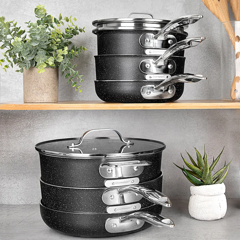 Granitestone 10-Piece Stackmaster Stackable Cookware Set