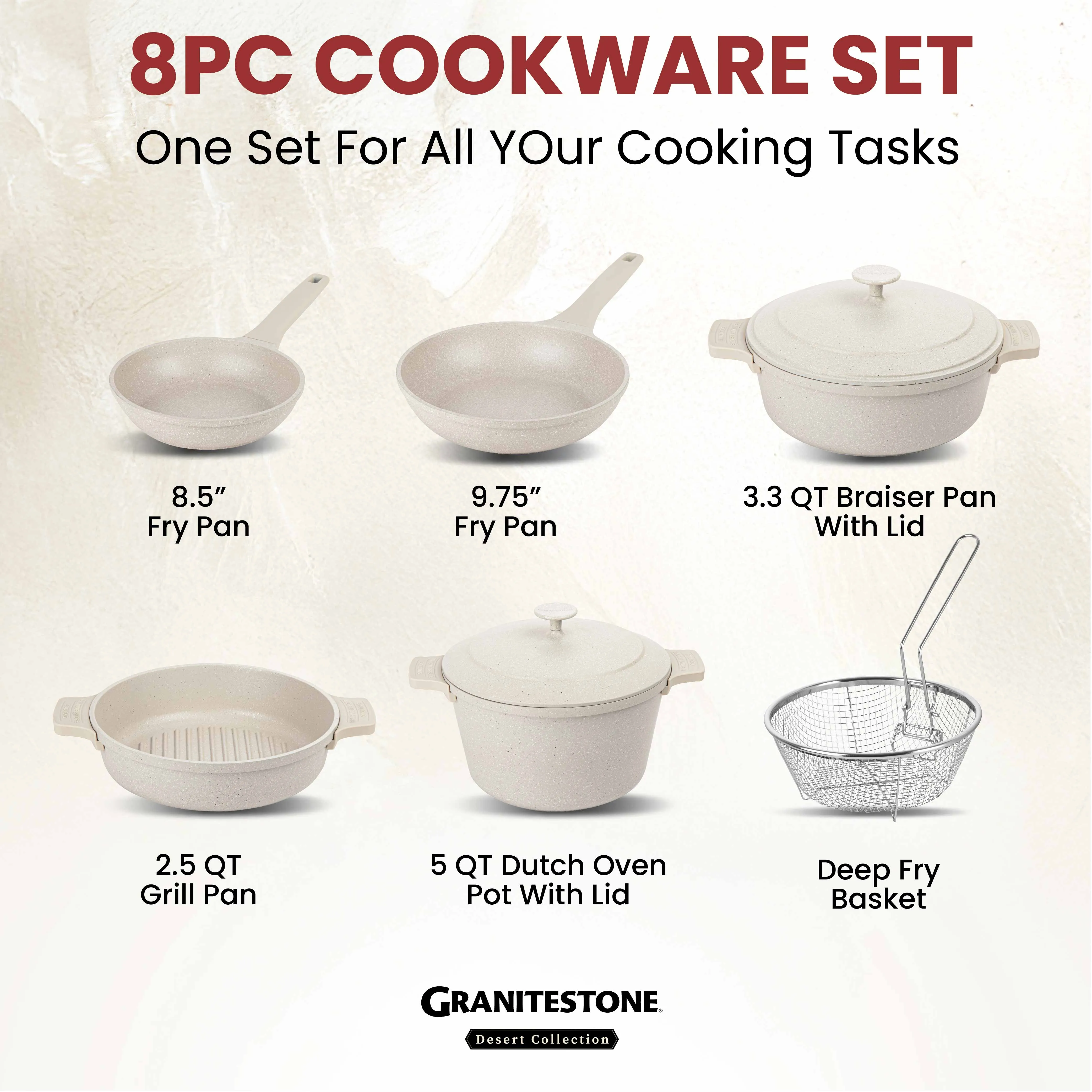 Granitestone 8-Piece Nesting Cookware Set