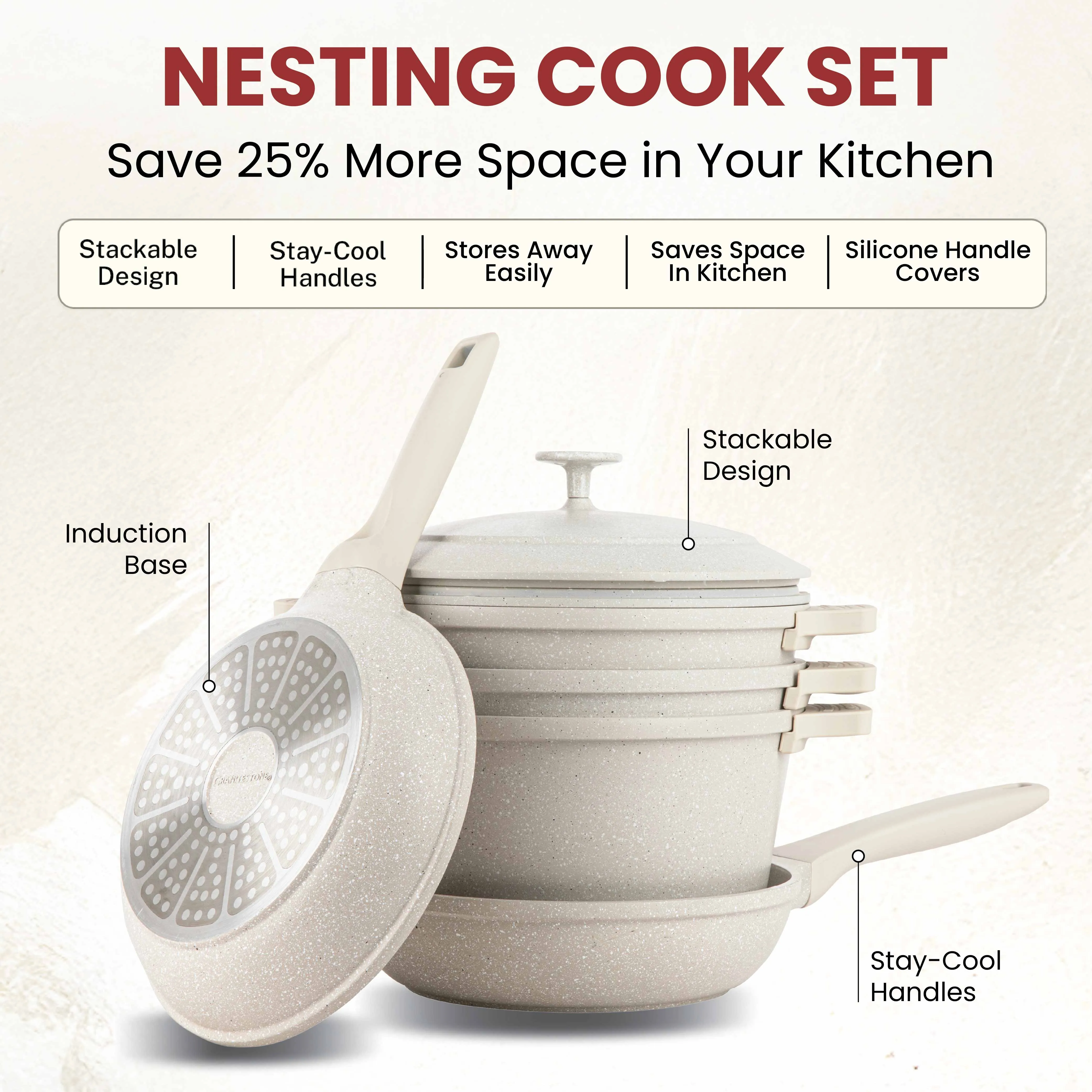 Granitestone 8-Piece Nesting Cookware Set