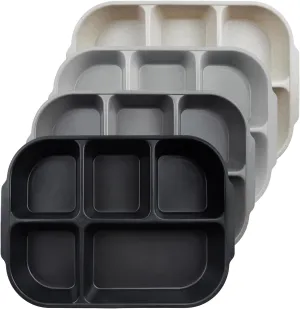greenandlife 10.8 Inch 4PCS Divided Plates for Kids Adults, Portion Control Plates, Dishwasher & Microwave Safe Compartment Plate, Unbreakable Lightweight Reusable Wheat Straw Plates, Grey Black