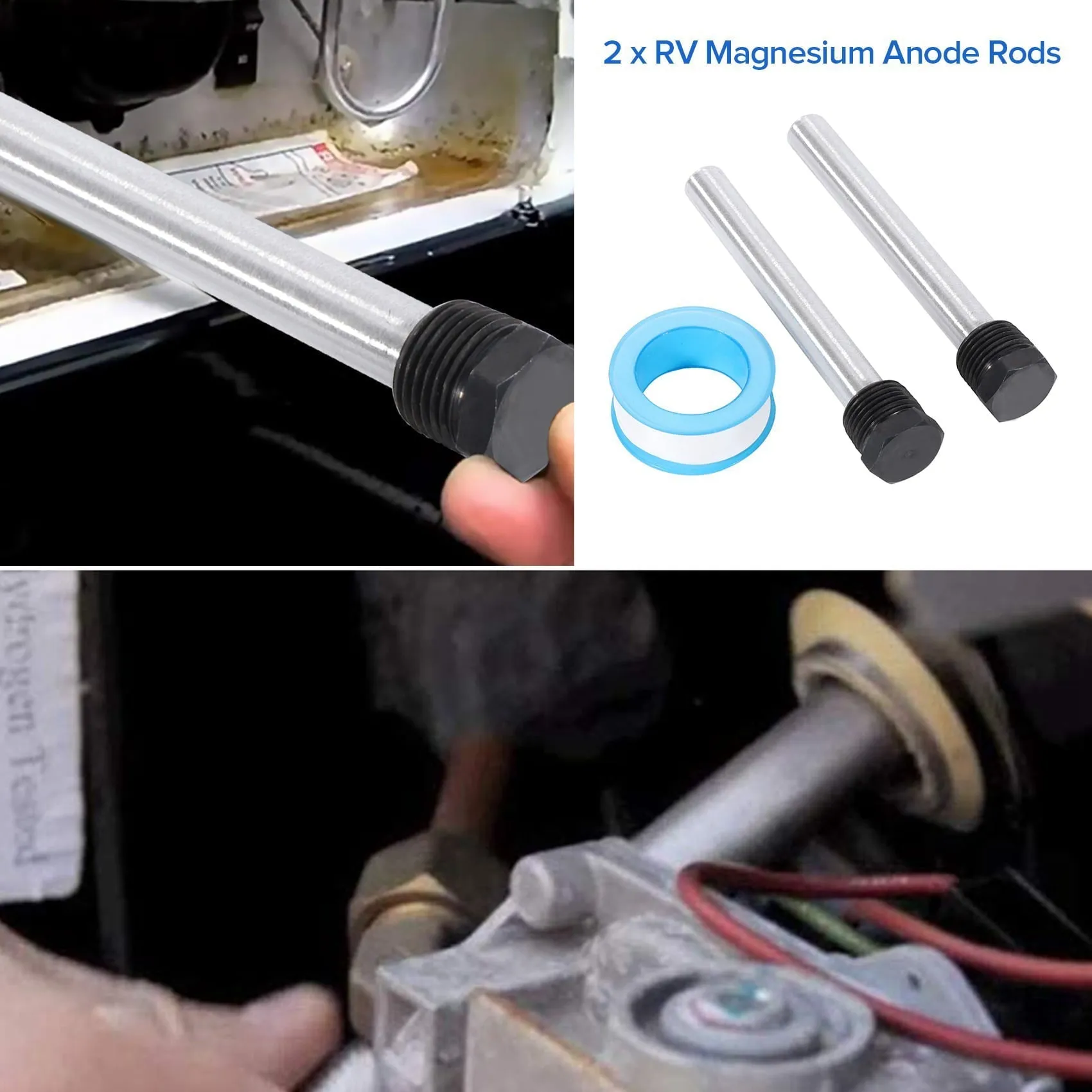 Growment RV Water Heater Magnesium Anode Rod for Atwood Heaters, 2 Pack 1/2Inch NPT RV Hot Water Tank Anode Rod for RV Heater