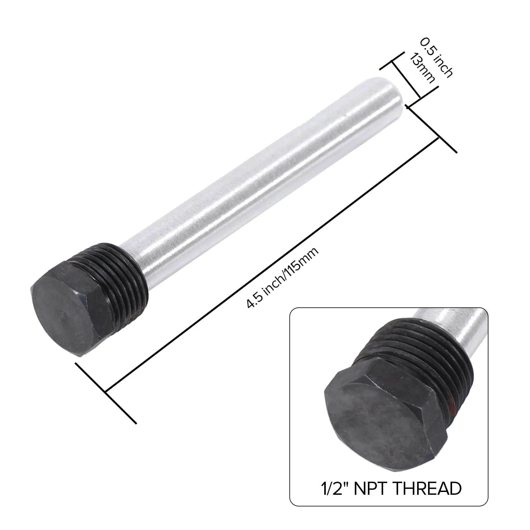 Growment RV Water Heater Magnesium Anode Rod for Atwood Heaters, 2 Pack 1/2Inch NPT RV Hot Water Tank Anode Rod for RV Heater