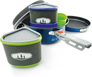 GSI Outdoors Bugaboo Backpacker Advanced Cookset – Ceramic Non-Stick Coated, Includes 2L Pot, 8" Fry Pan, Accessories