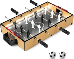 GYMAX Mini Foosball Table, 20 Inch LED Light Up Tabletop Soccer Table Game with 2 Balls, Foosball Table for Kids, Party, Game Room, Family Night