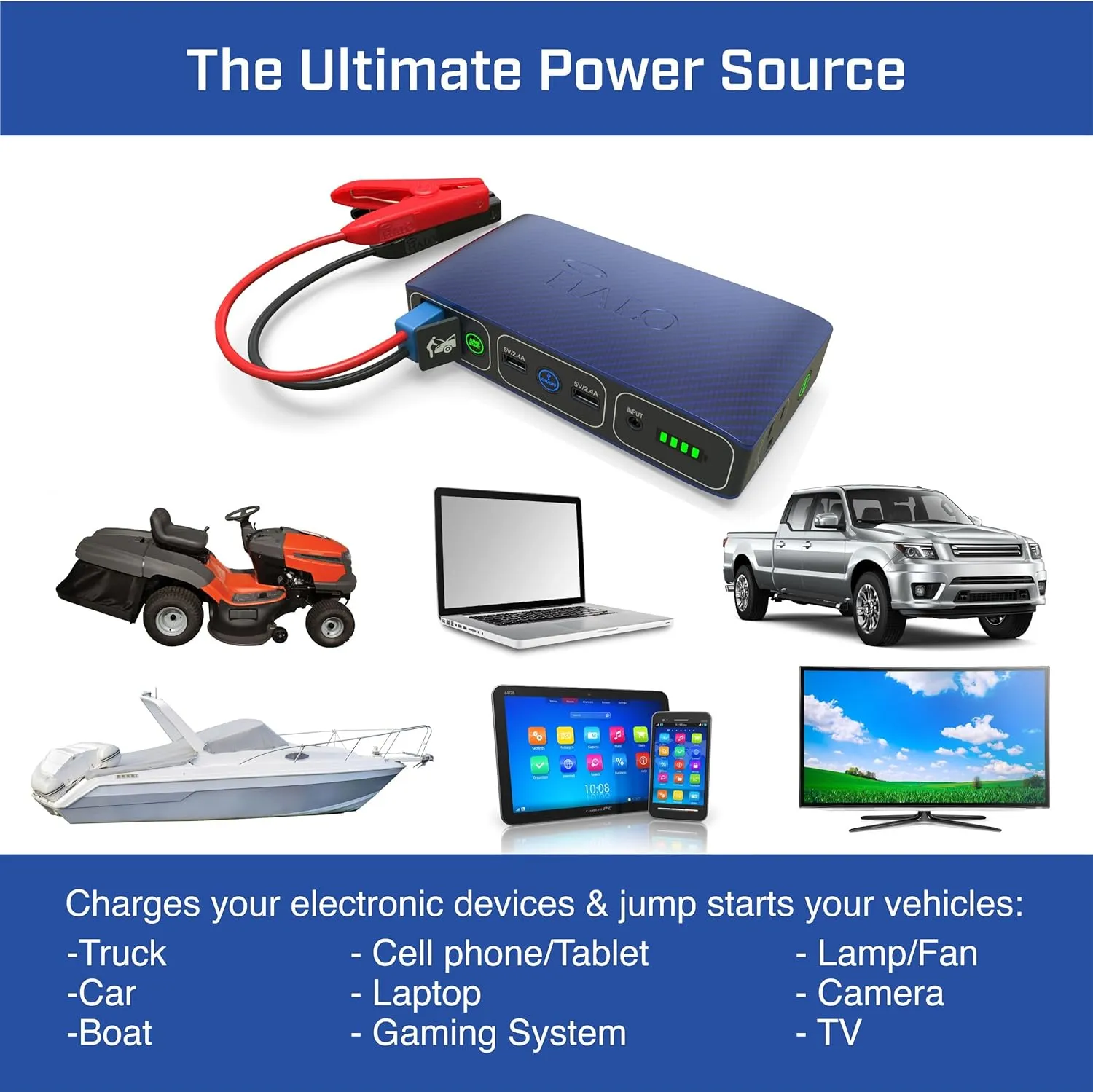 HALO Bolt 58830 ACDC Portable Car Battery Jump Starter | 58.8Wh USB Power Bank with AC Outlet, Emergency Floodlight & Charger, Jump Cars SUVs & Trucks, Power Phones & Laptops, TSA Approved — Rose Gold