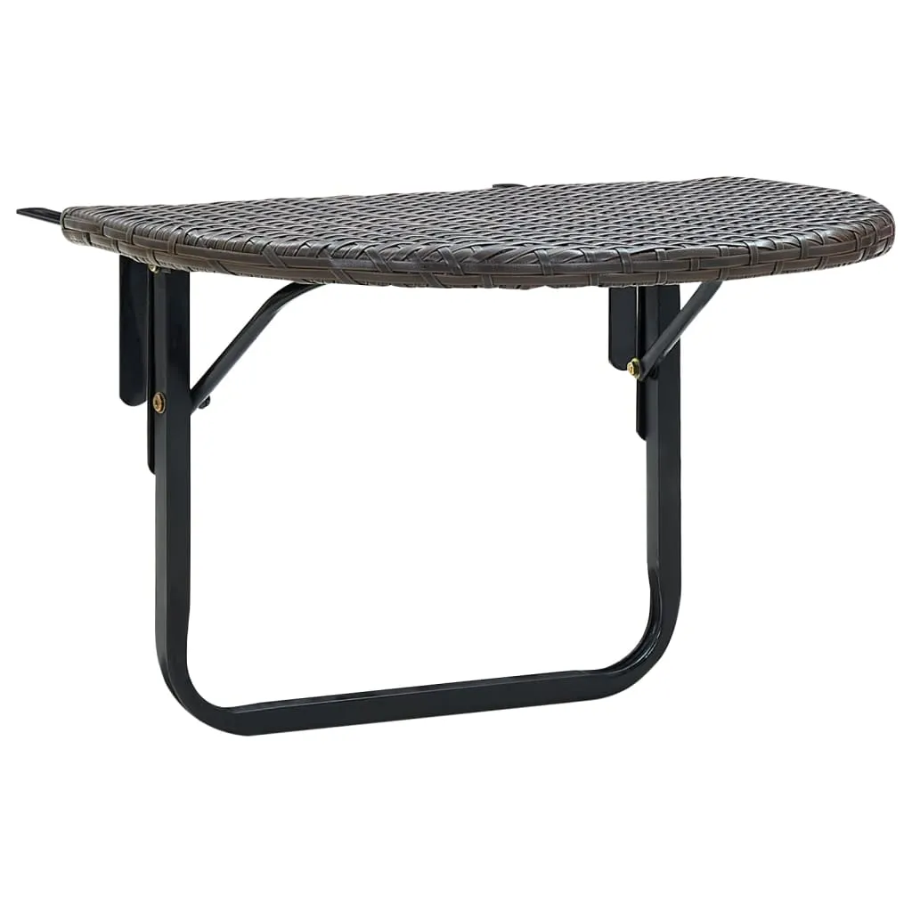 Hanging Balcony Table Folding Outdoor Patio Railing Table PE Rattan