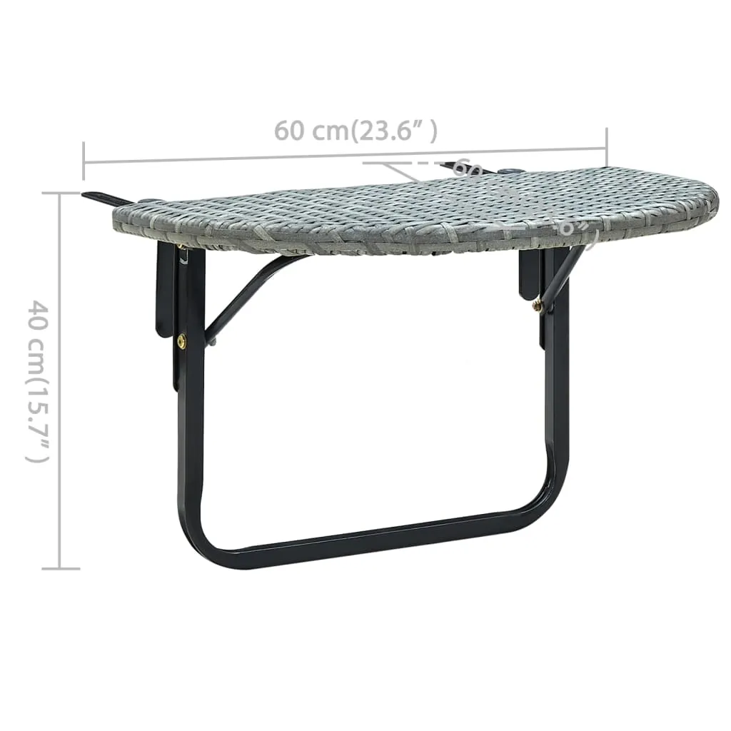 Hanging Balcony Table Folding Outdoor Patio Railing Table PE Rattan