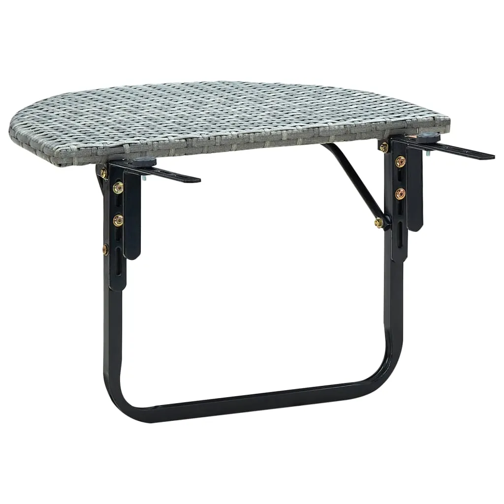 Hanging Balcony Table Folding Outdoor Patio Railing Table PE Rattan