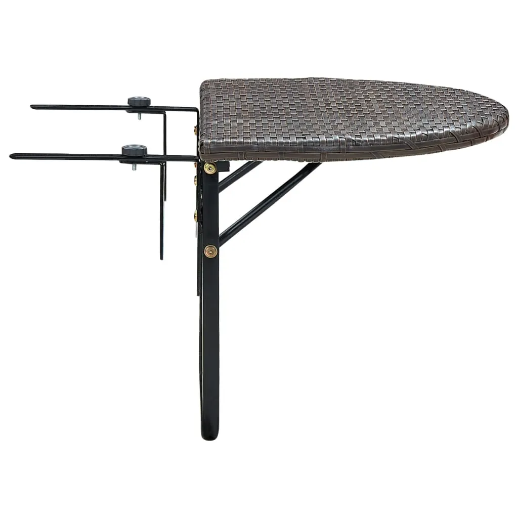 Hanging Balcony Table Folding Outdoor Patio Railing Table PE Rattan