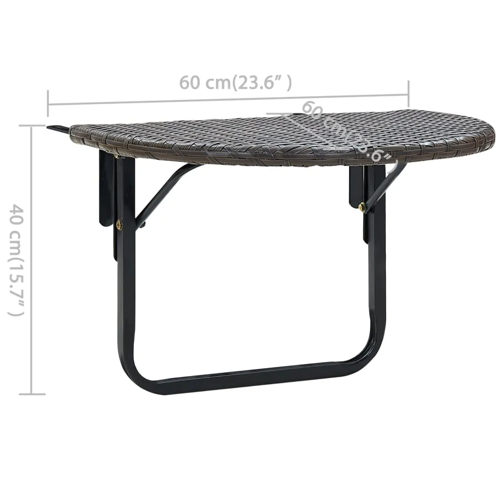 Hanging Balcony Table Folding Outdoor Patio Railing Table PE Rattan