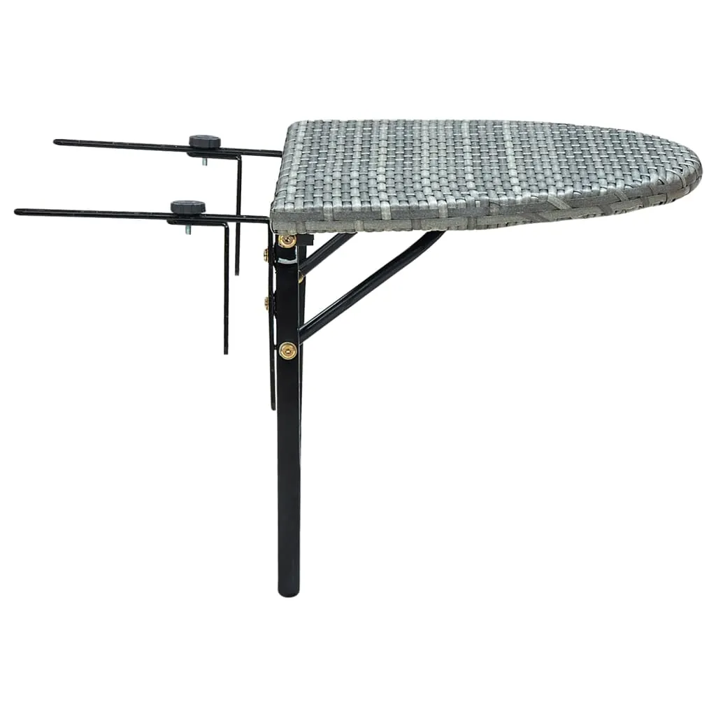 Hanging Balcony Table Folding Outdoor Patio Railing Table PE Rattan