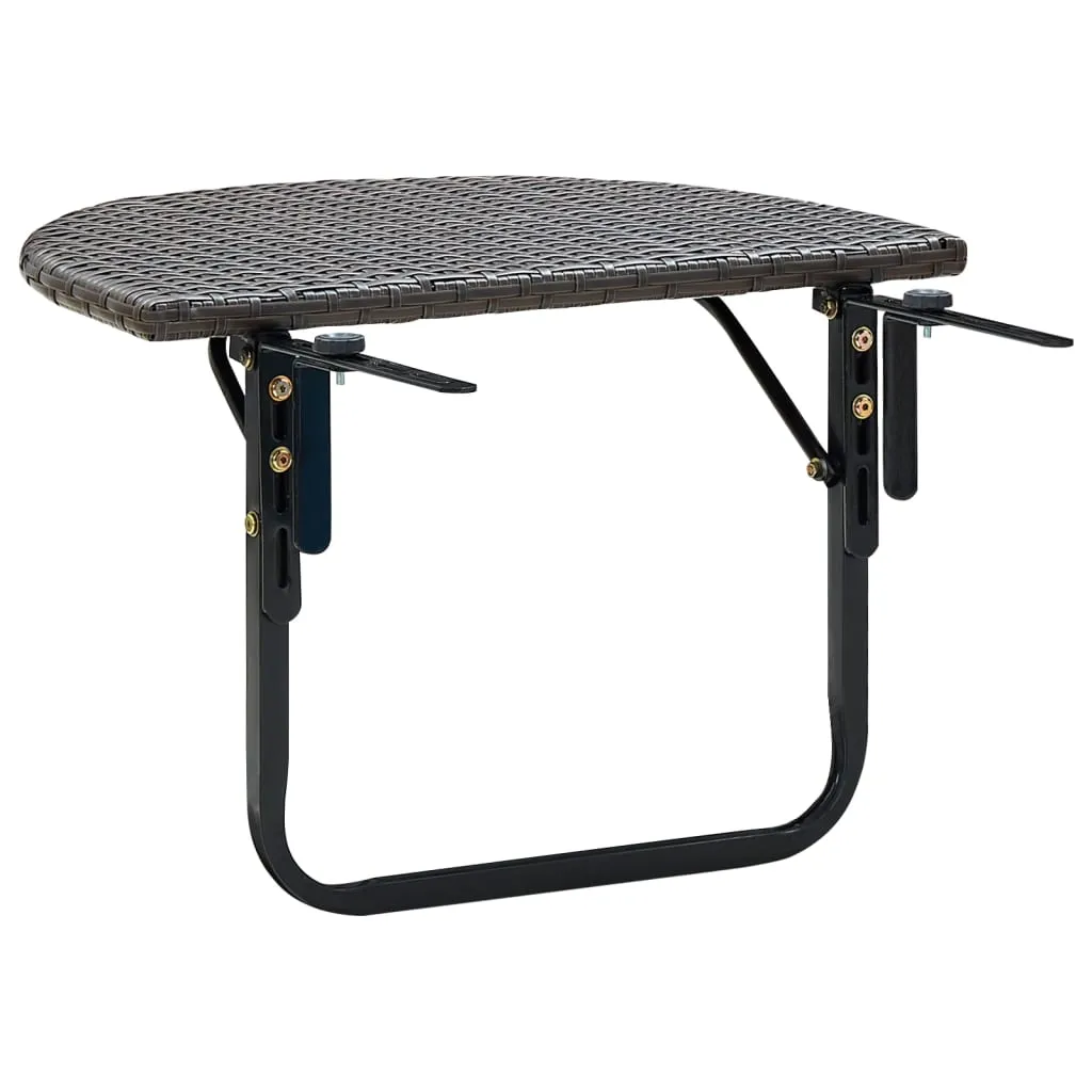 Hanging Balcony Table Folding Outdoor Patio Railing Table PE Rattan